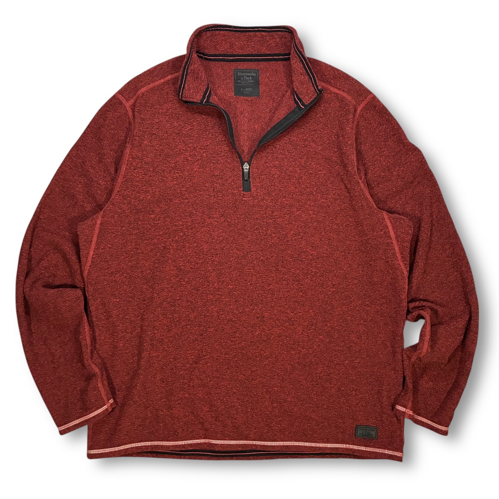 Abercrombie Fitch Mens Red Heathered 1/4 Zip Pullover Sweater Men's Xlarge